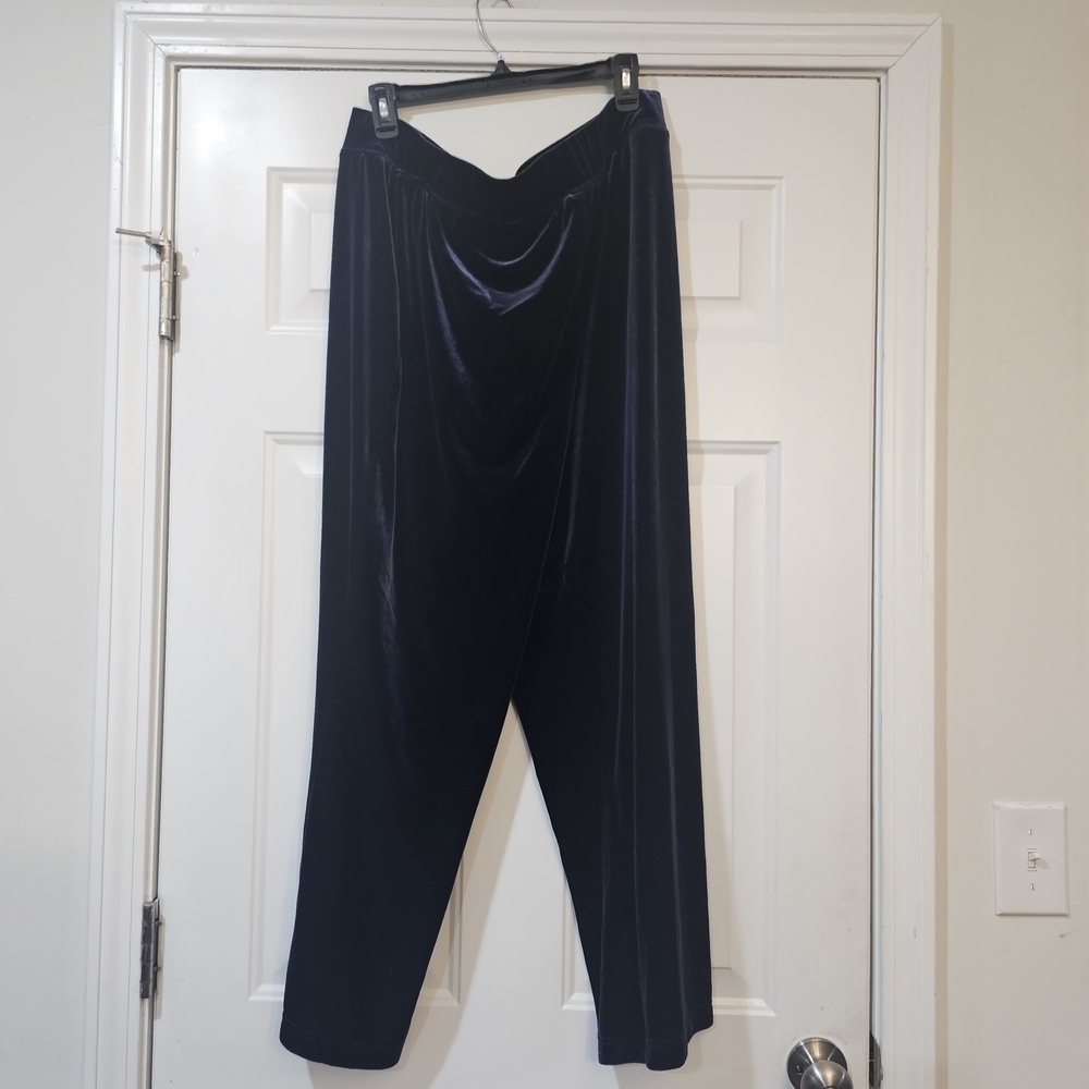Susan Graver Velvet Blue Pants Size Petiete 2X Whimsical,dark Romantic